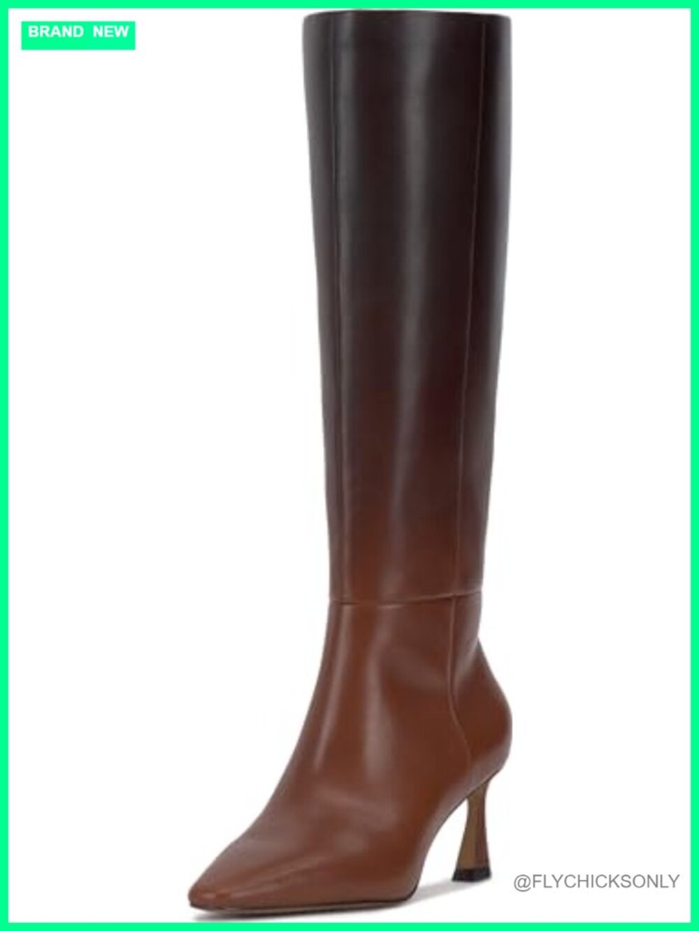 Sutton Knee-High Leather Boots Pointed Toe Flare Heel Equestrian